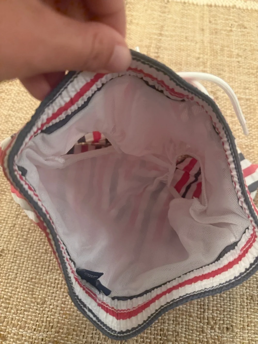 Janie and Jack Striped Swim Trunks Blue Red White 2T Recycled Seersucker